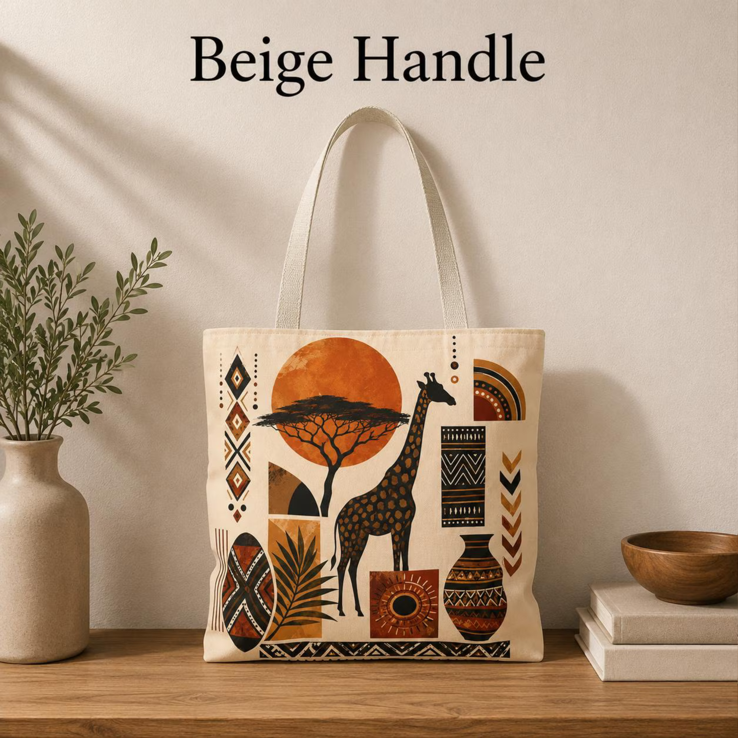 African Safari Giraffe Full Art Tote Bag
