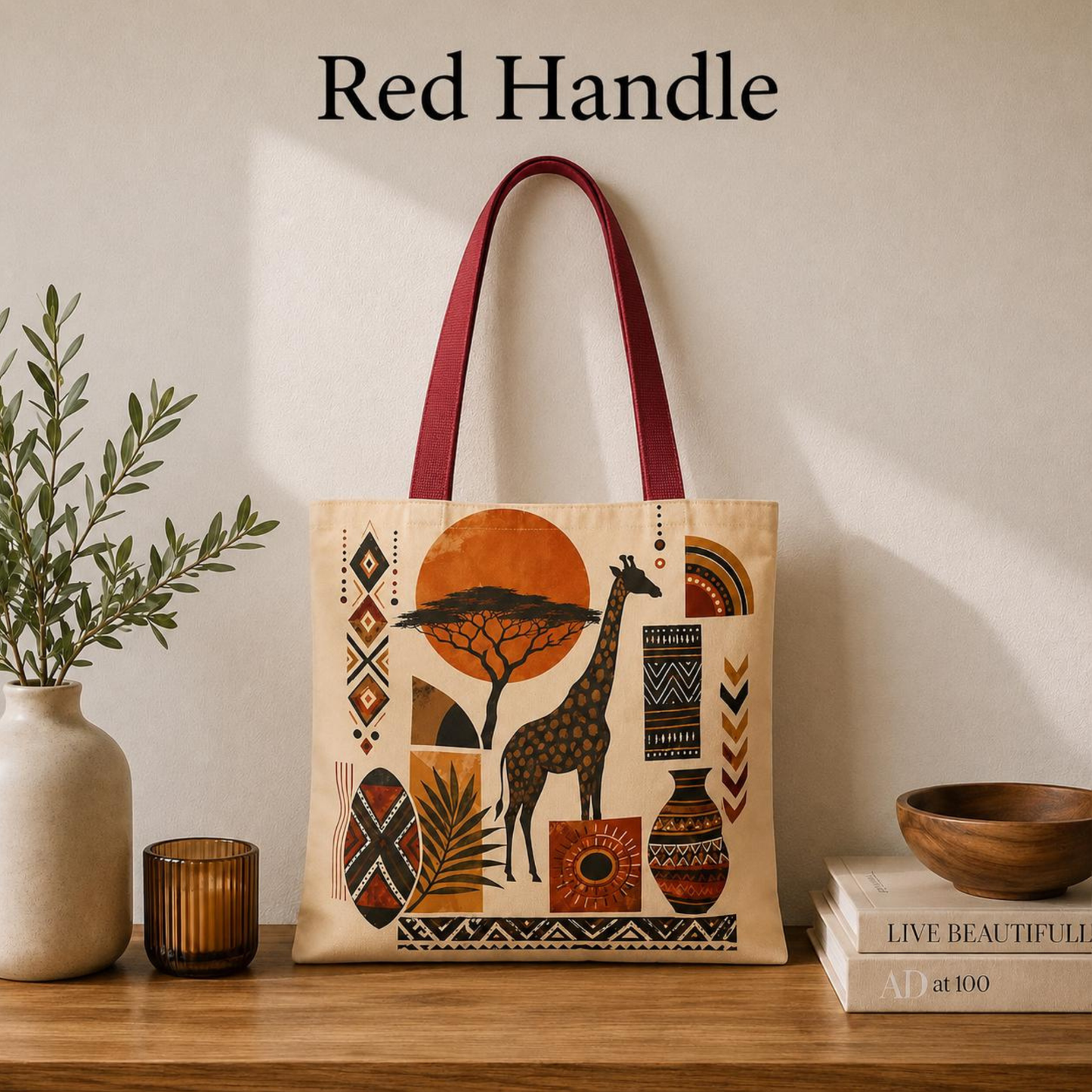 African Safari Giraffe Full Art Tote Bag