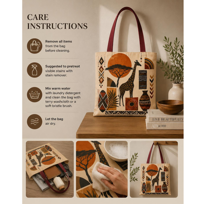 African Safari Giraffe Full Art Tote Bag