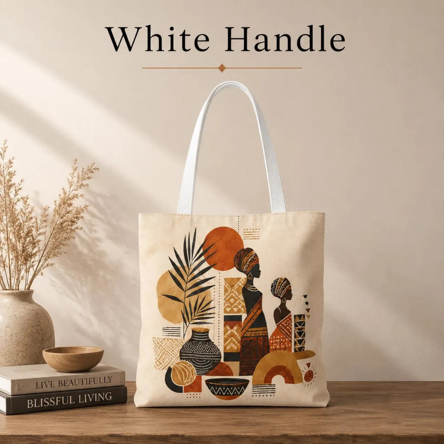 African Silhouette Pattern Full Art Tote Bag