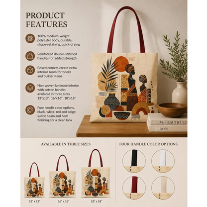 African Silhouette Pattern Full Art Tote Bag