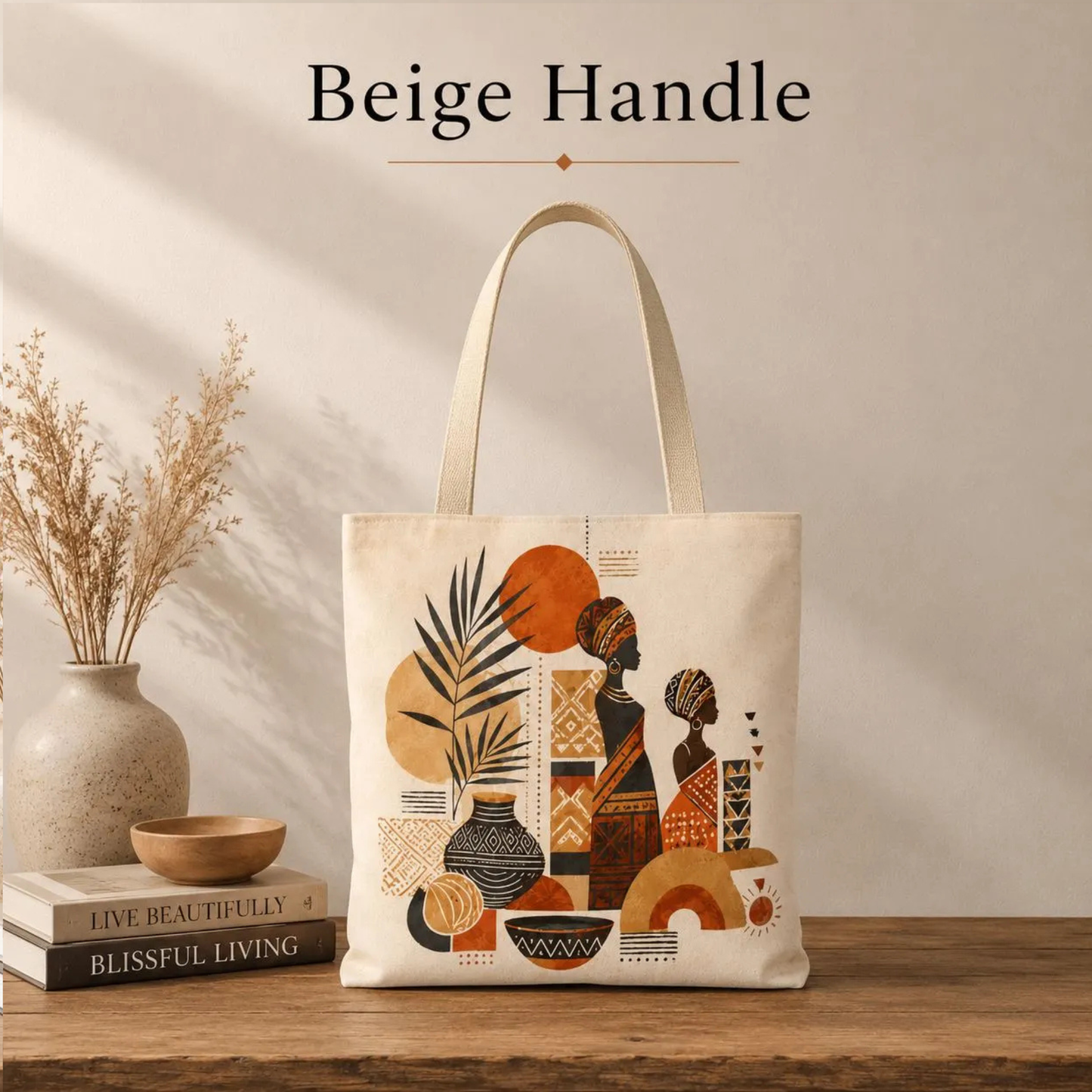 African Silhouette Pattern Full Art Tote Bag