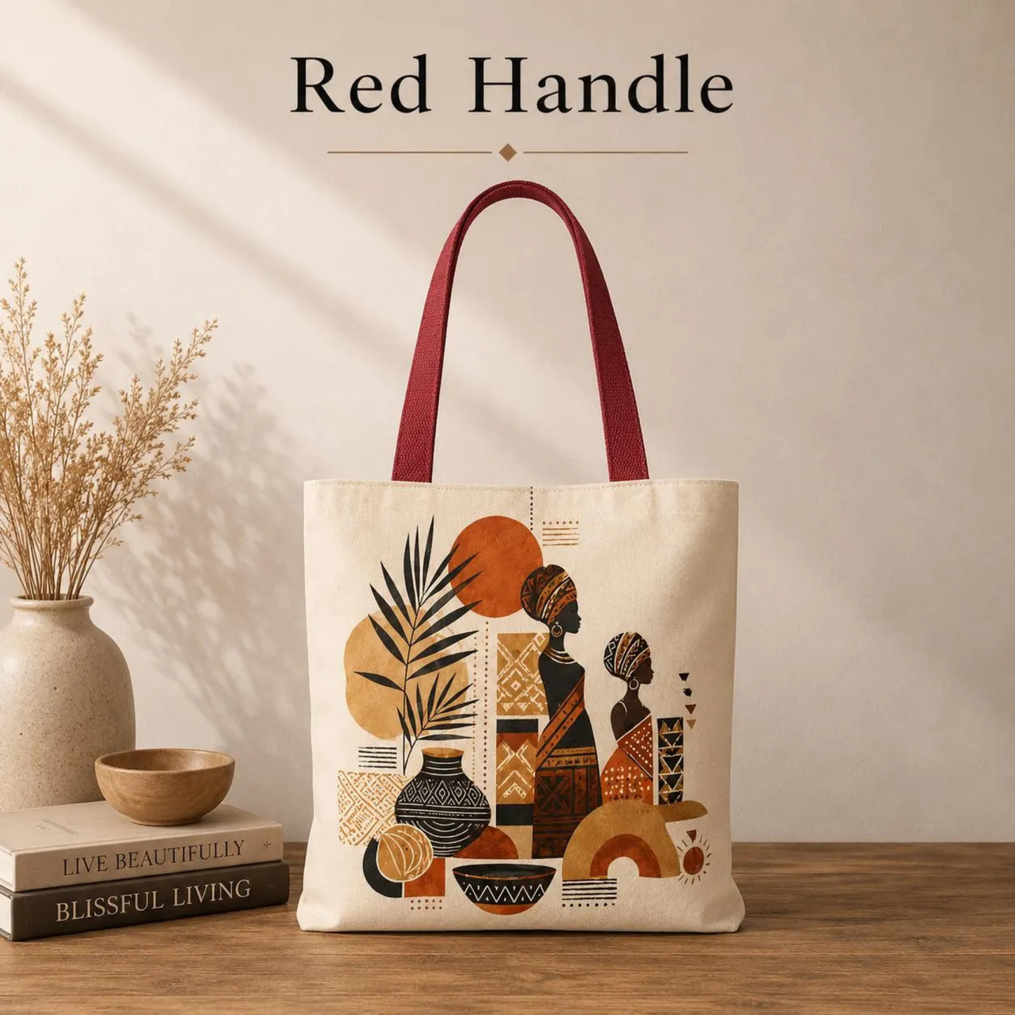 African Silhouette Pattern Full Art Tote Bag