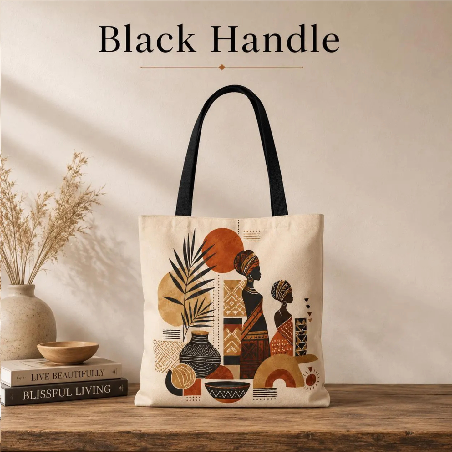 African Silhouette Pattern Full Art Tote Bag