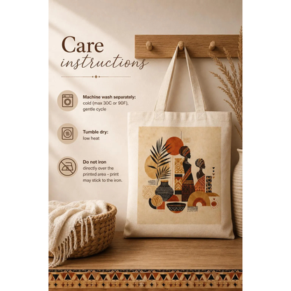 100% Cotton African Silhouette Pattern Tote Bag