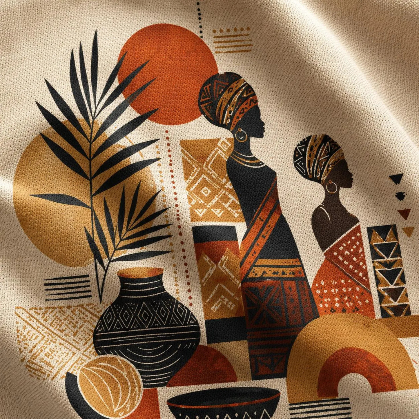 100% Cotton African Silhouette Pattern Tote Bag