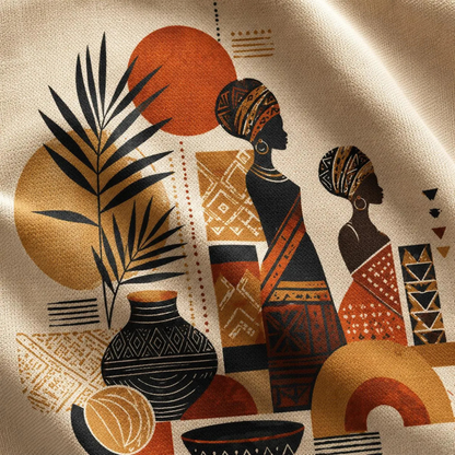 100% Cotton African Silhouette Pattern Tote Bag