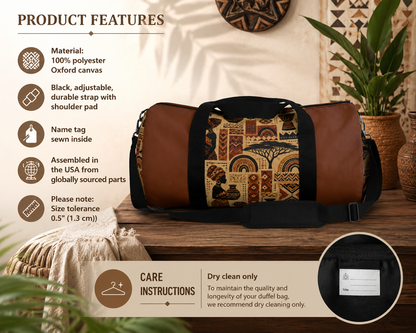 African Tribal Ethnic Silhouette Pattern Gym Duffel Bag