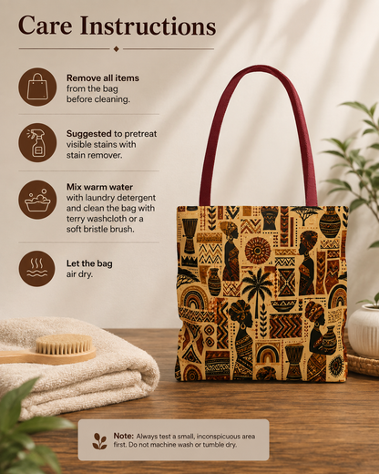 African Tribal Ethnic Silhouette Pattern Full Art Tote Bag