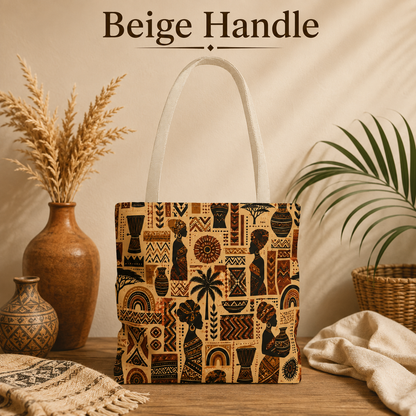 African Tribal Ethnic Silhouette Pattern Full Art Tote Bag
