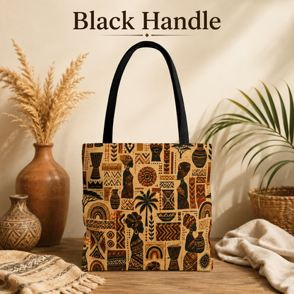 African Tribal Ethnic Silhouette Pattern Full Art Tote Bag