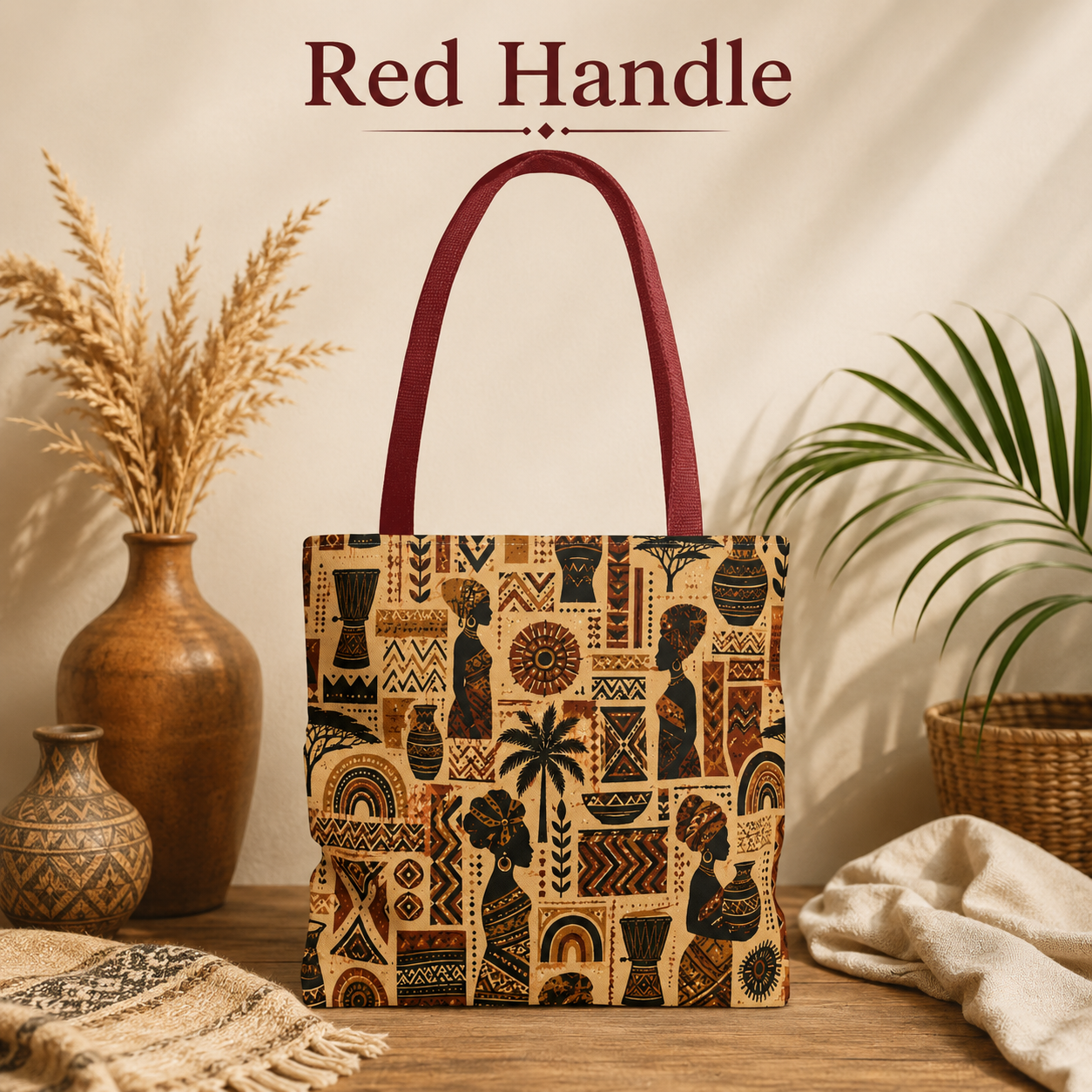African Tribal Ethnic Silhouette Pattern Full Art Tote Bag