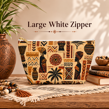 African Tribal Ethnic Silhouette Pattern Accessory Pouch Makeup Bag