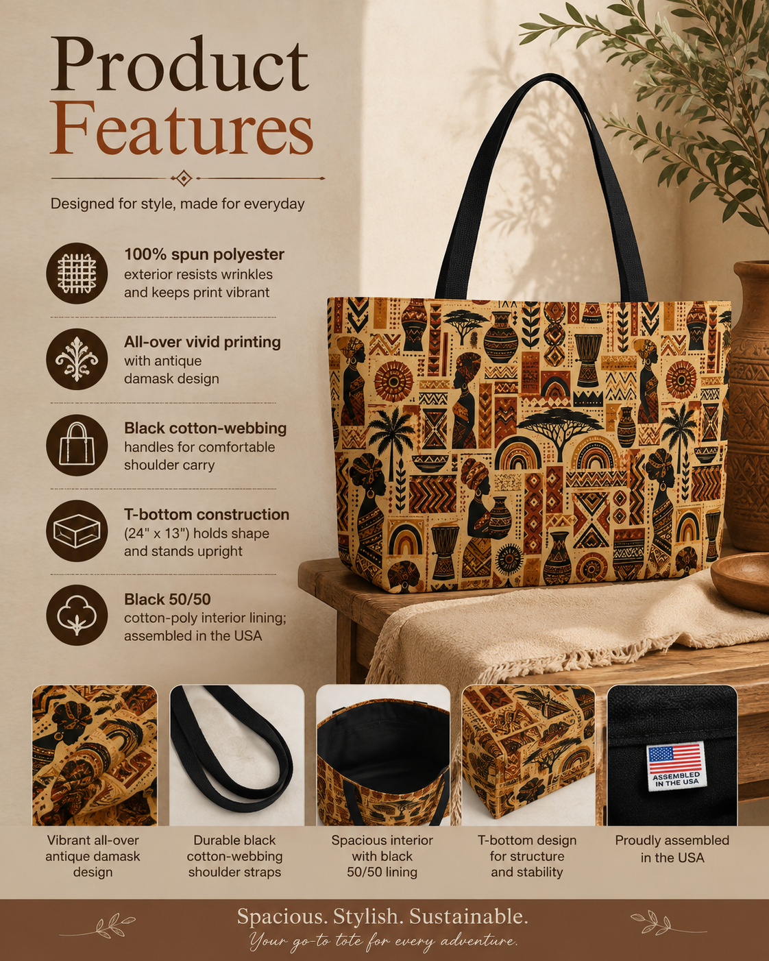 African Tribal Ethnic Silhouette Pattern Weekender Tote Bag