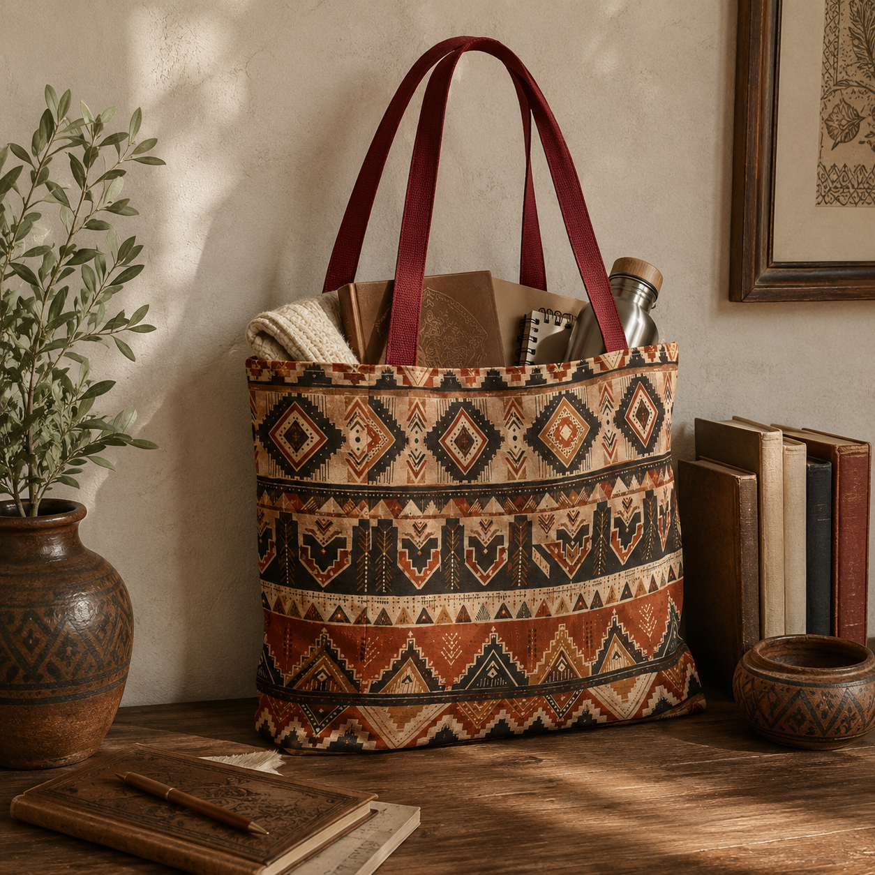African Tribal Traditional Pattern Full Art Tote Bag