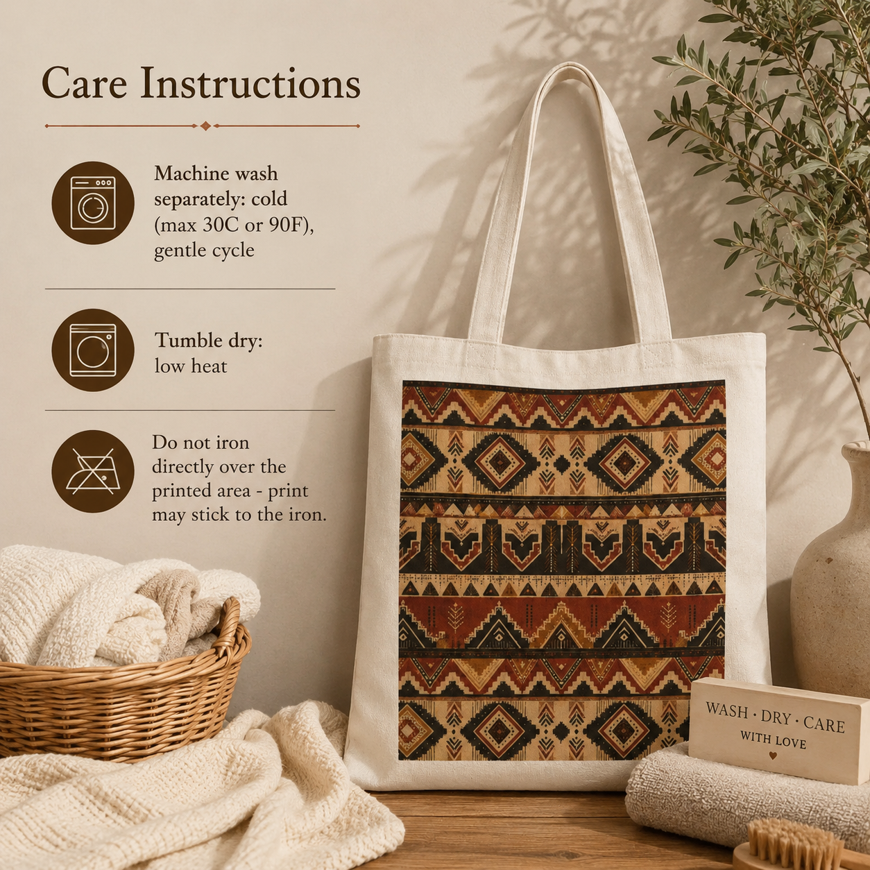 100% Cotton African Tribal Traditional Tote Bag