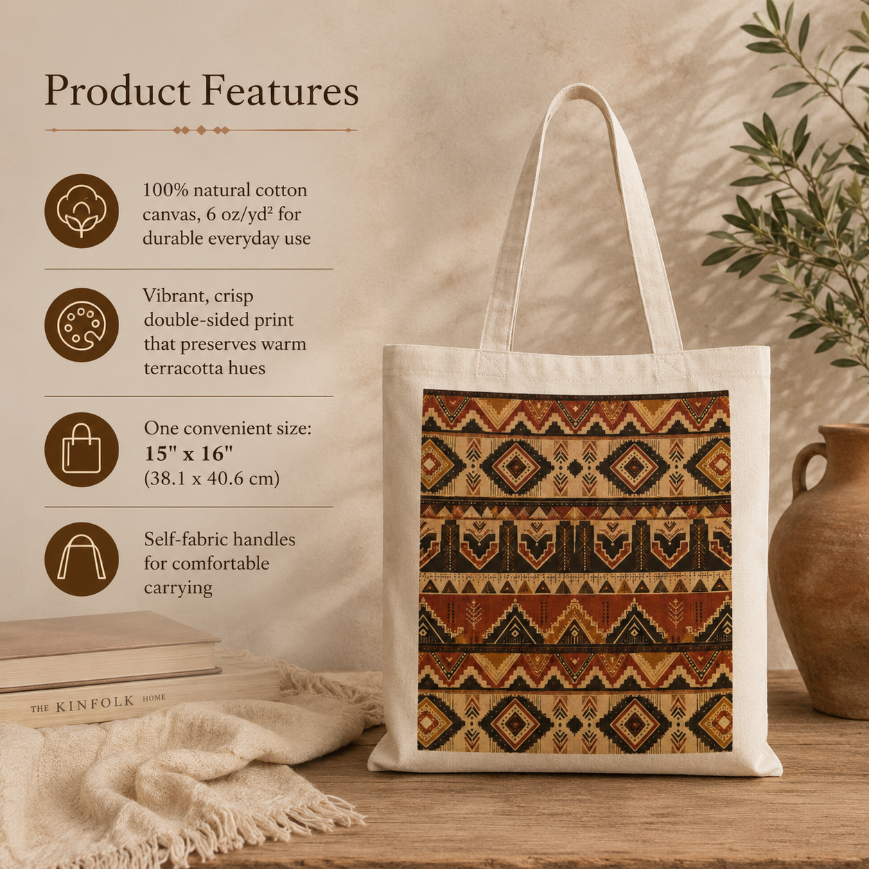 100% Cotton African Tribal Traditional Tote Bag