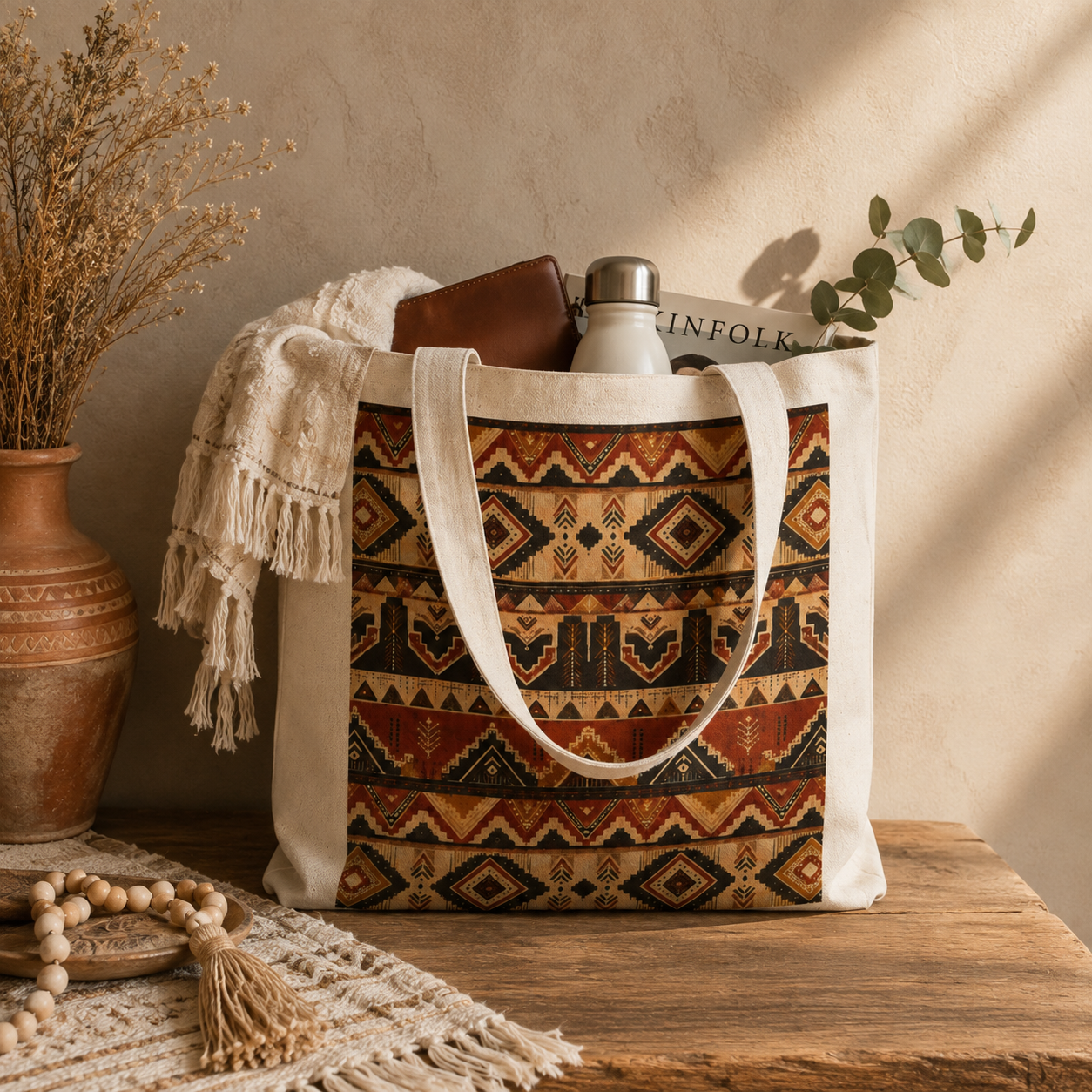100% Cotton African Tribal Traditional Tote Bag