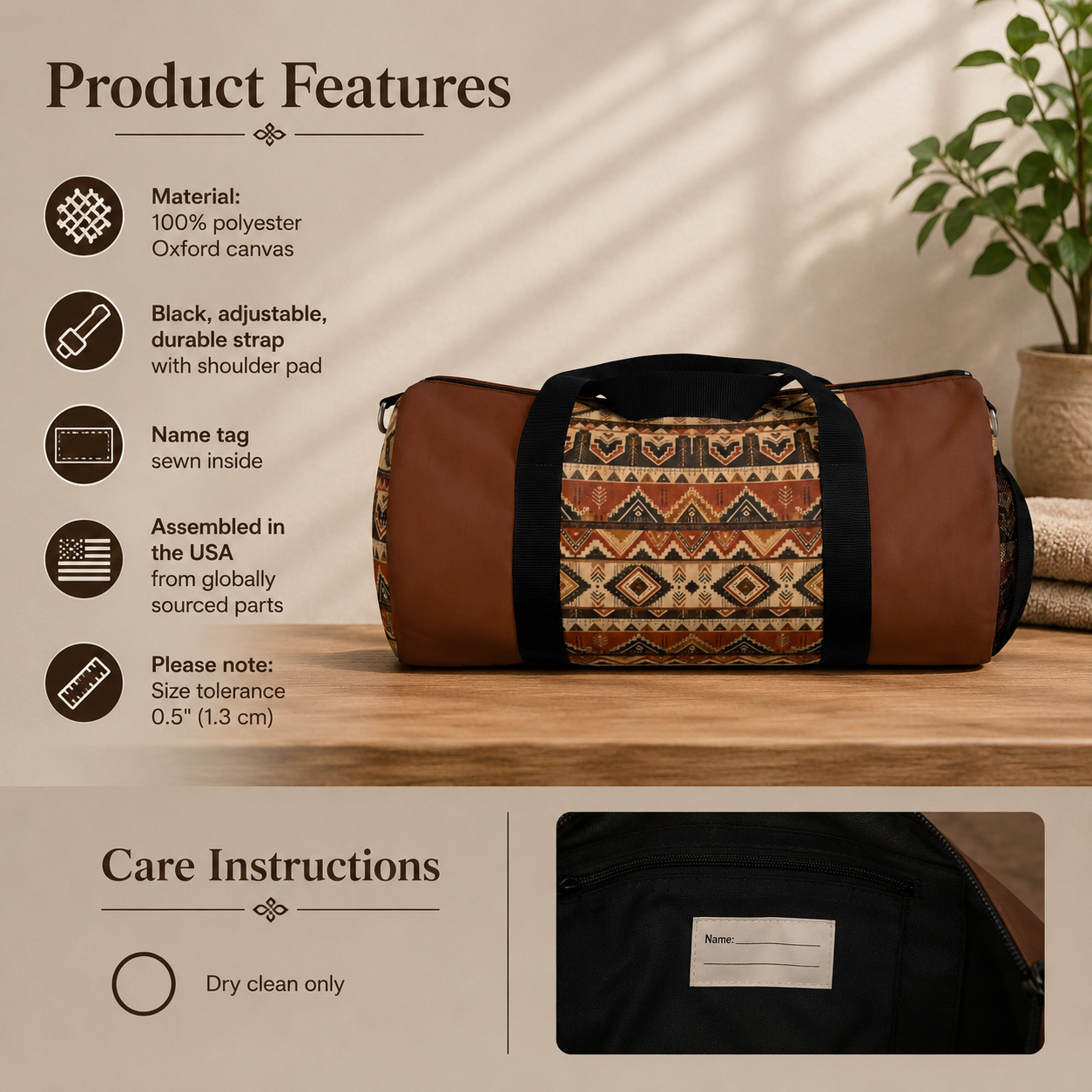 African Tribal Traditional Expresso Gym Duffel Bag