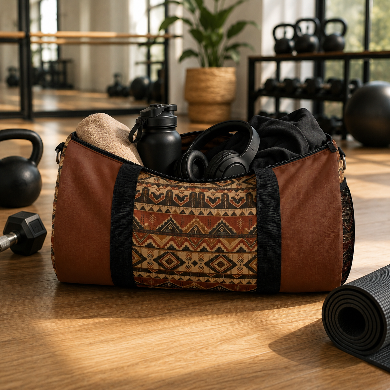 African Tribal Traditional Expresso Gym Duffel Bag