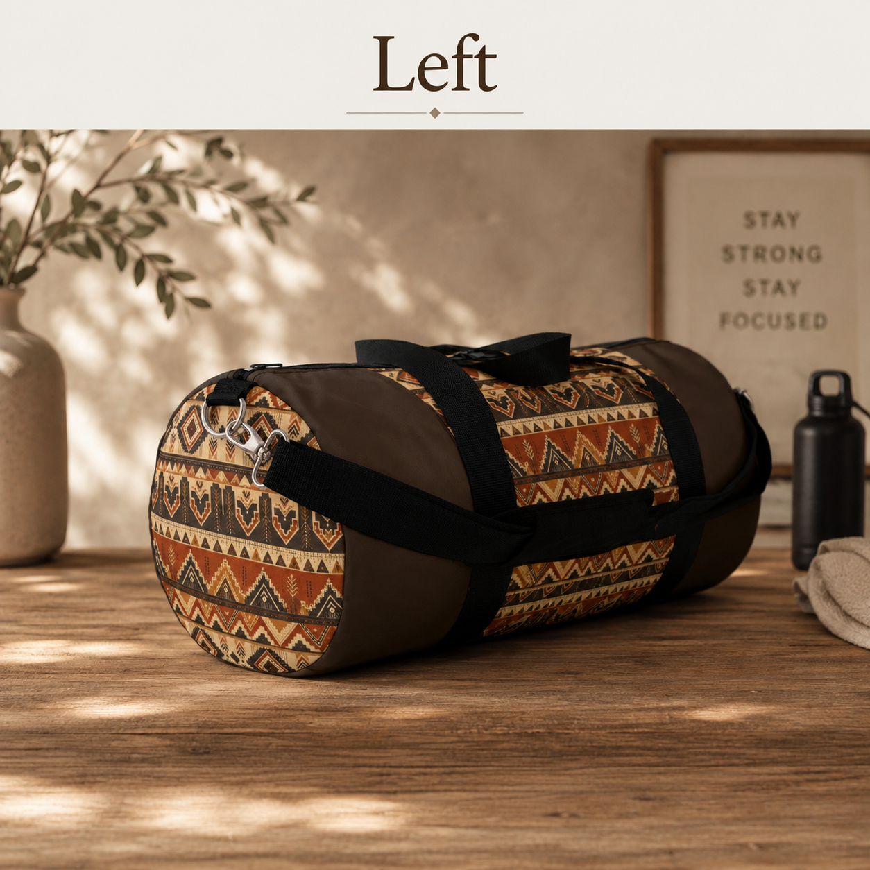 African Tribal Traditional Dark Chocolate Gym Duffel Bag