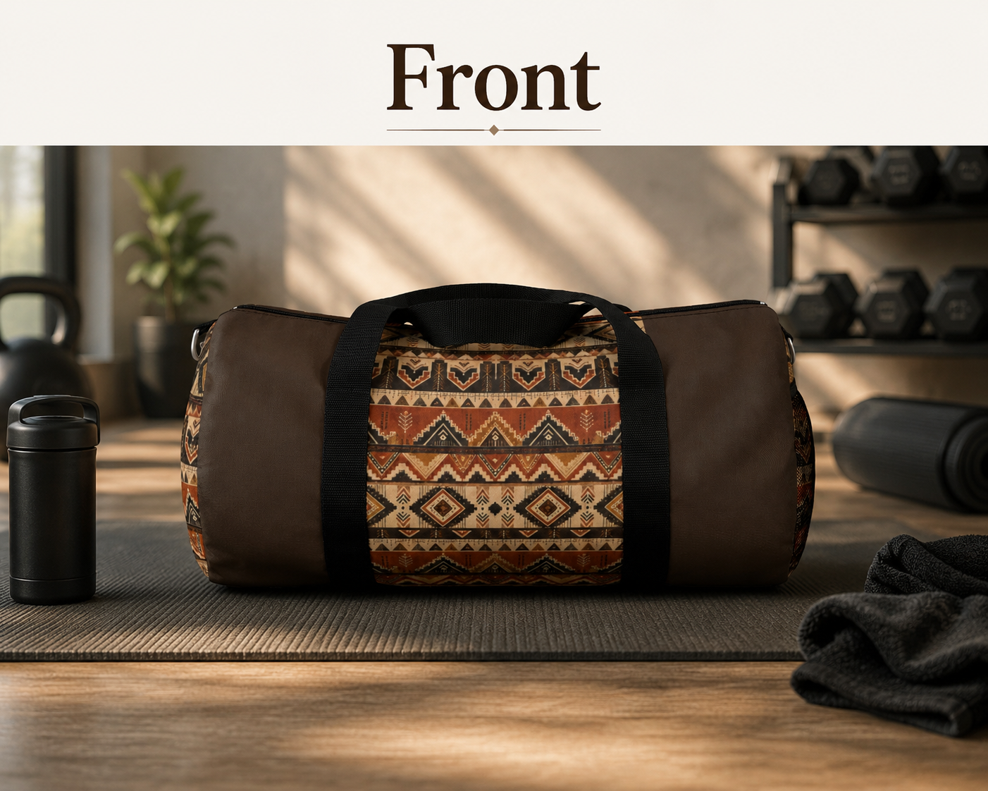 African Tribal Traditional Dark Chocolate Gym Duffel Bag