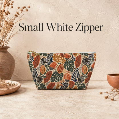 African Tribal Botanical Cacti Leaf Accessory Pouch Makeup Bag