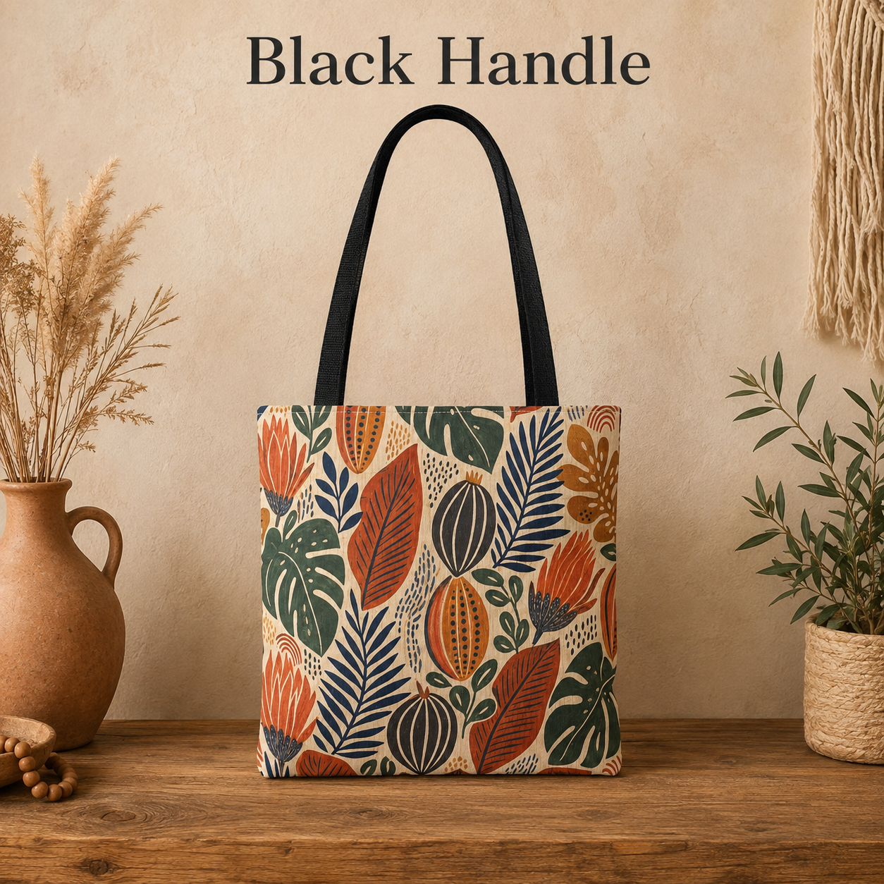 African Tribal Botanical Cacti Leaf Full Art Tote Bag