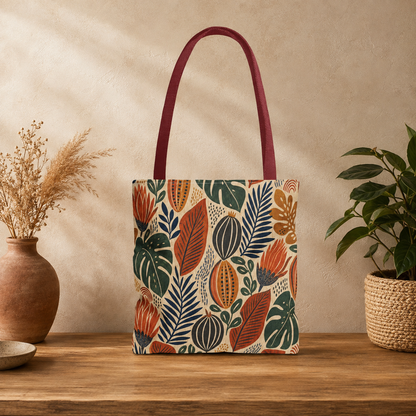 African Tribal Botanical Cacti Leaf Full Art Tote Bag