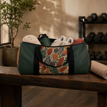 African Tribal Botanical Cacti Leaf Myrtle Green Gym Duffel Bag