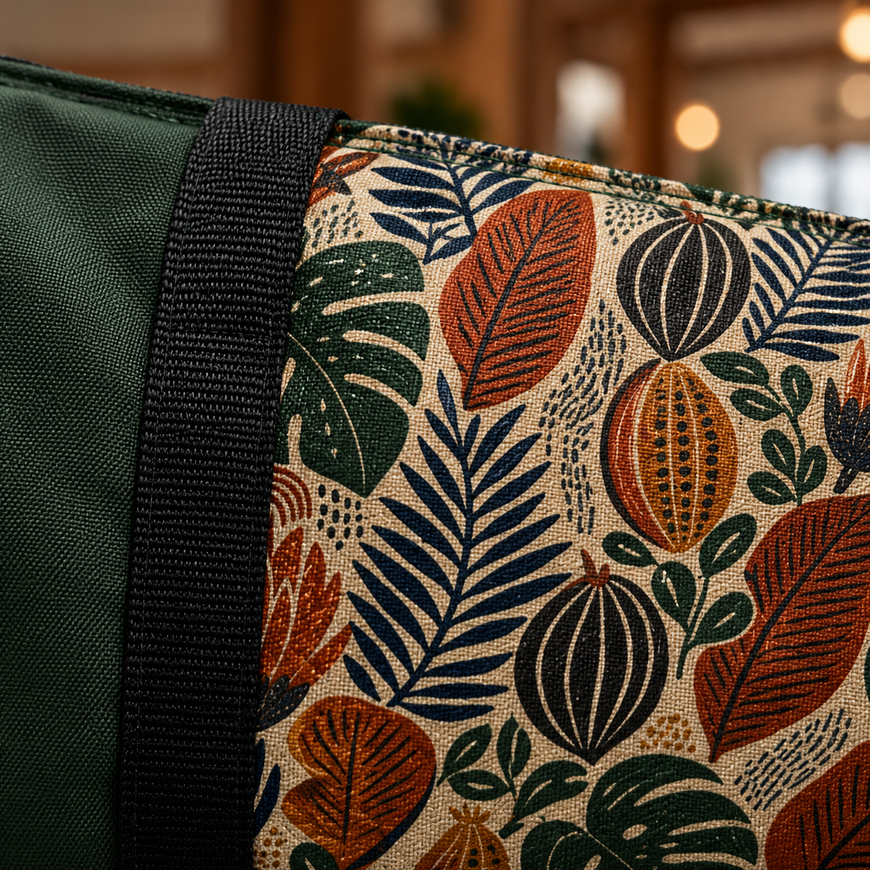 African Tribal Botanical Cacti Leaf Myrtle Green Gym Duffel Bag