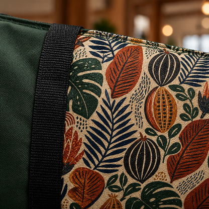 African Tribal Botanical Cacti Leaf Myrtle Green Gym Duffel Bag