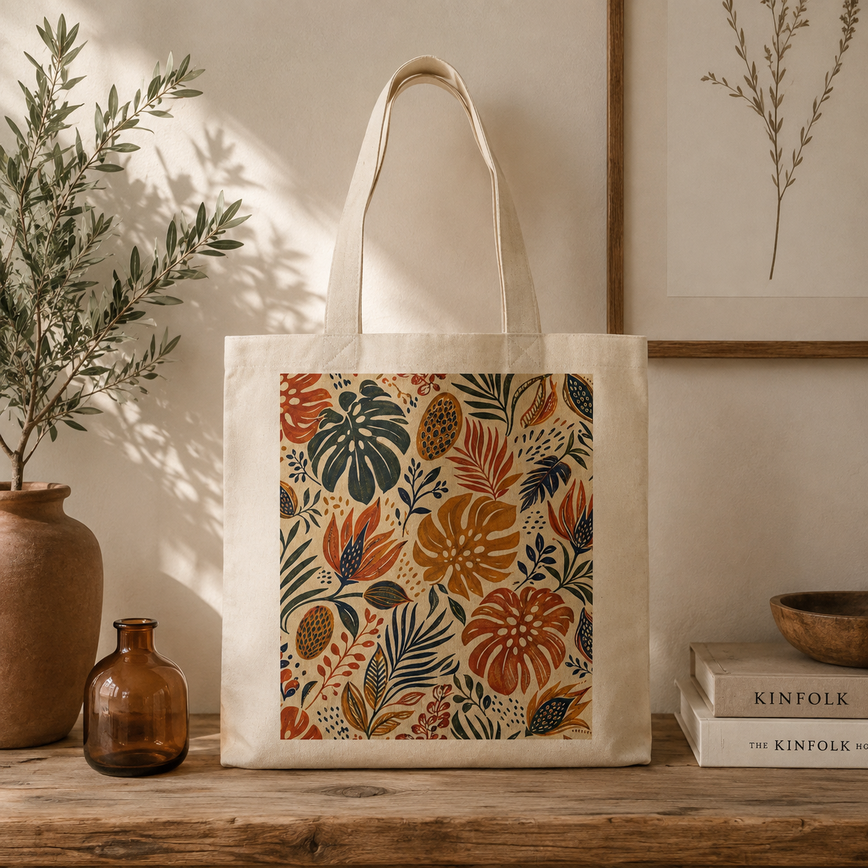 100% Cotton African Botanical Palm Tote Bag
