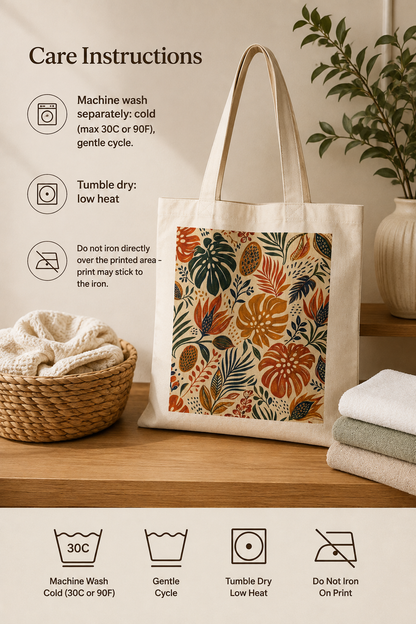 100% Cotton African Botanical Palm Tote Bag