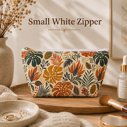 African Tribal Botanical Palm Accessory Pouch Makeup Bag