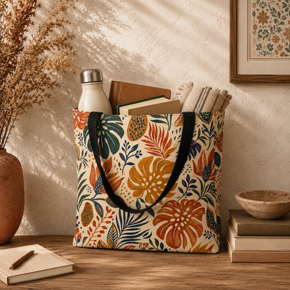 African Tribal Botanical Palm Full Art Tote Bag
