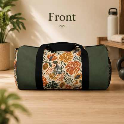 African Tribal Botanical Palm Military Green Gym Duffel Bag