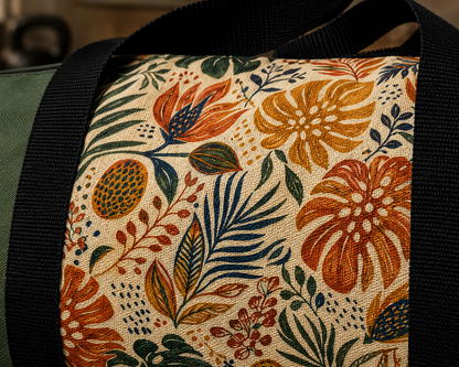 African Tribal Botanical Palm Military Green Gym Duffel Bag