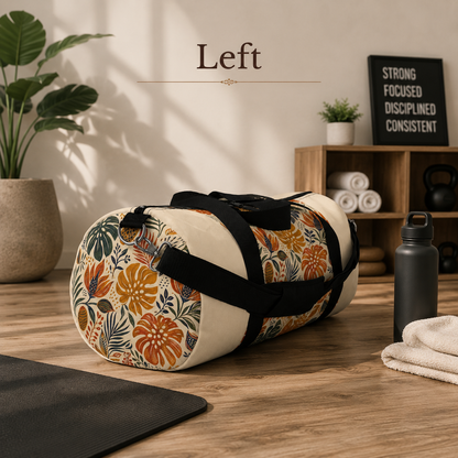 African Tribal Botanical Palm Cream Beige Gym Duffel Bag