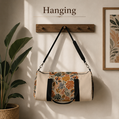 African Tribal Botanical Palm Cream Beige Gym Duffel Bag