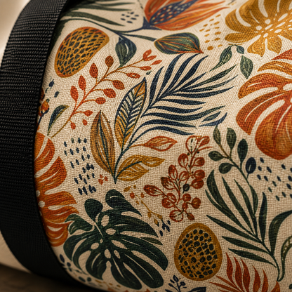 African Tribal Botanical Palm Cream Beige Gym Duffel Bag
