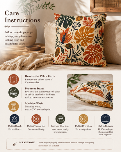 African Tribal Botanical Palm Pillow Case Cover