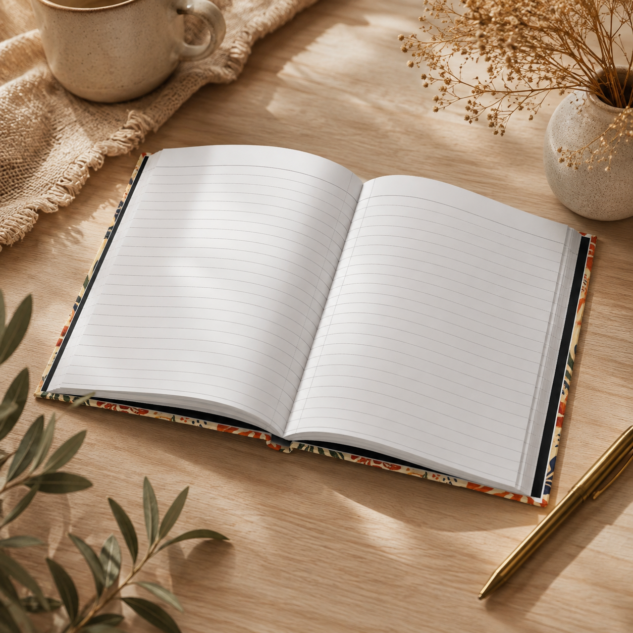 African Tribal Botanical Palm Hardcover Journal