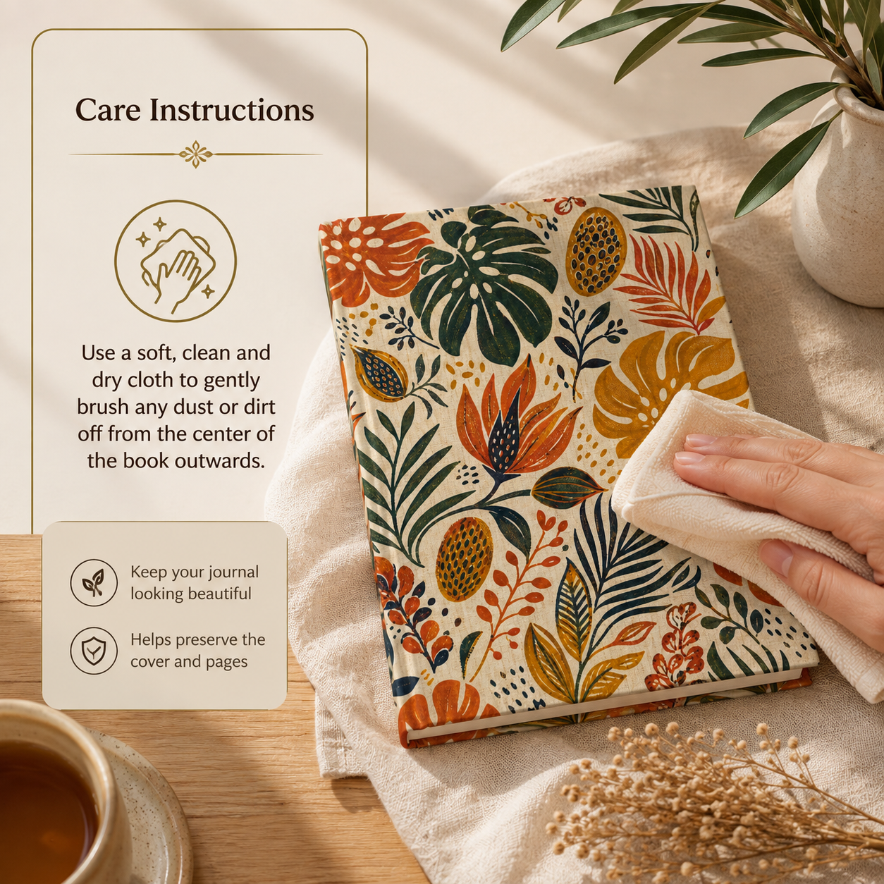 African Tribal Botanical Palm Hardcover Journal