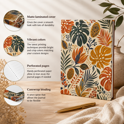 African Tribal Botanical Palm Hardcover Journal