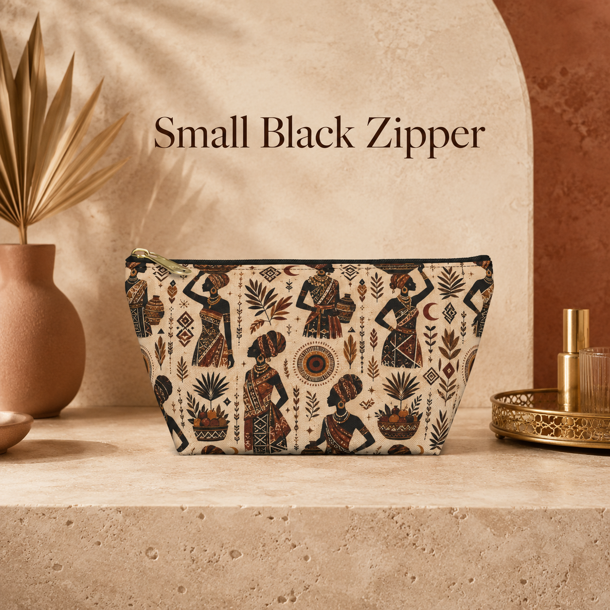 African Woman Figures Accessory Pouch Makeup Bag