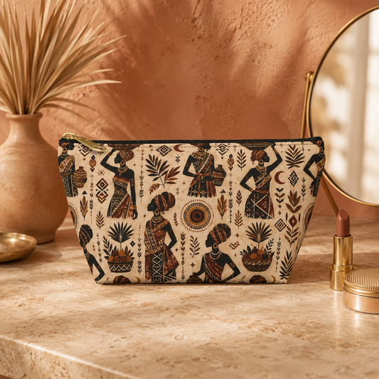 African Woman Figures Accessory Pouch Makeup Bag