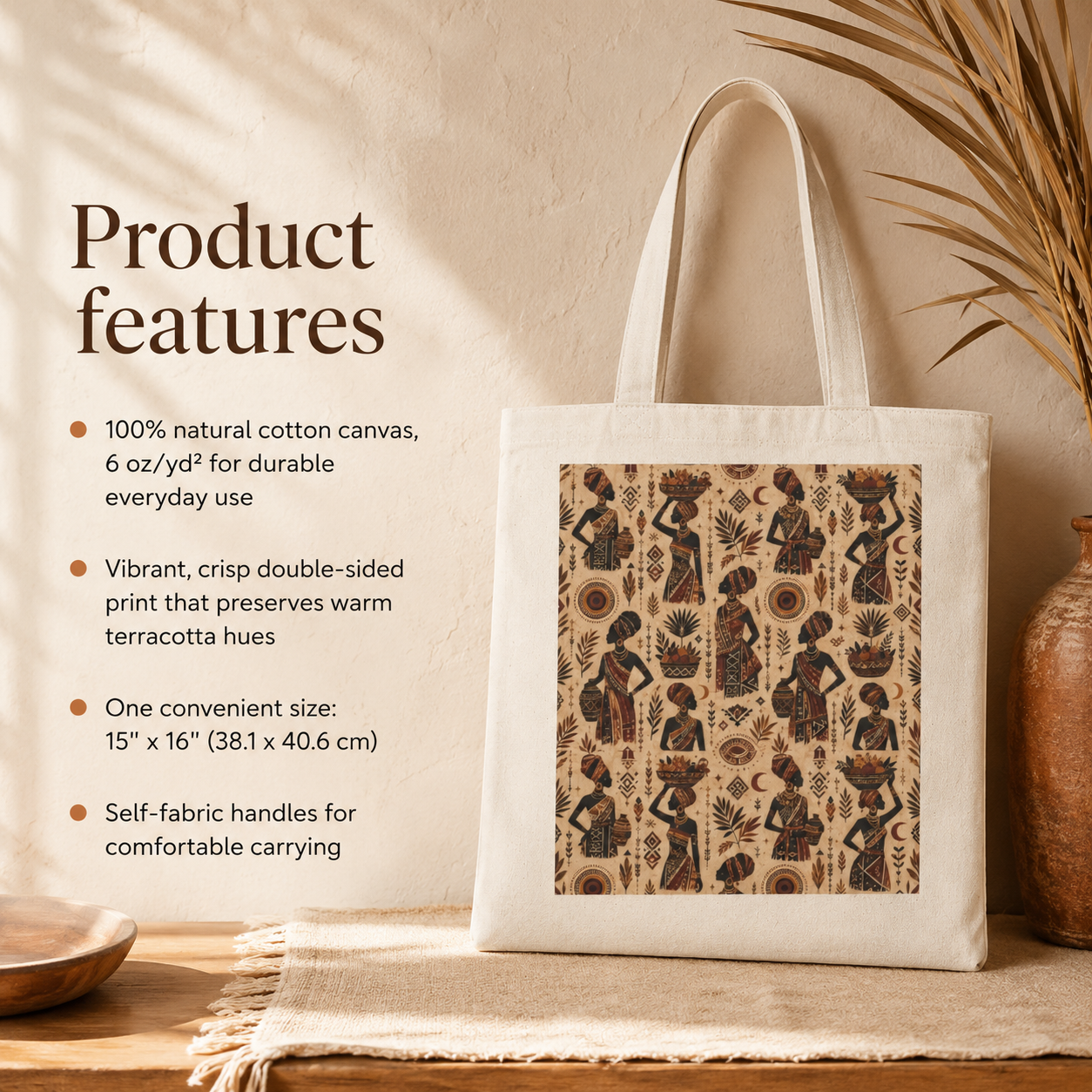 100% Cotton African Botanical Palm Tote Bag