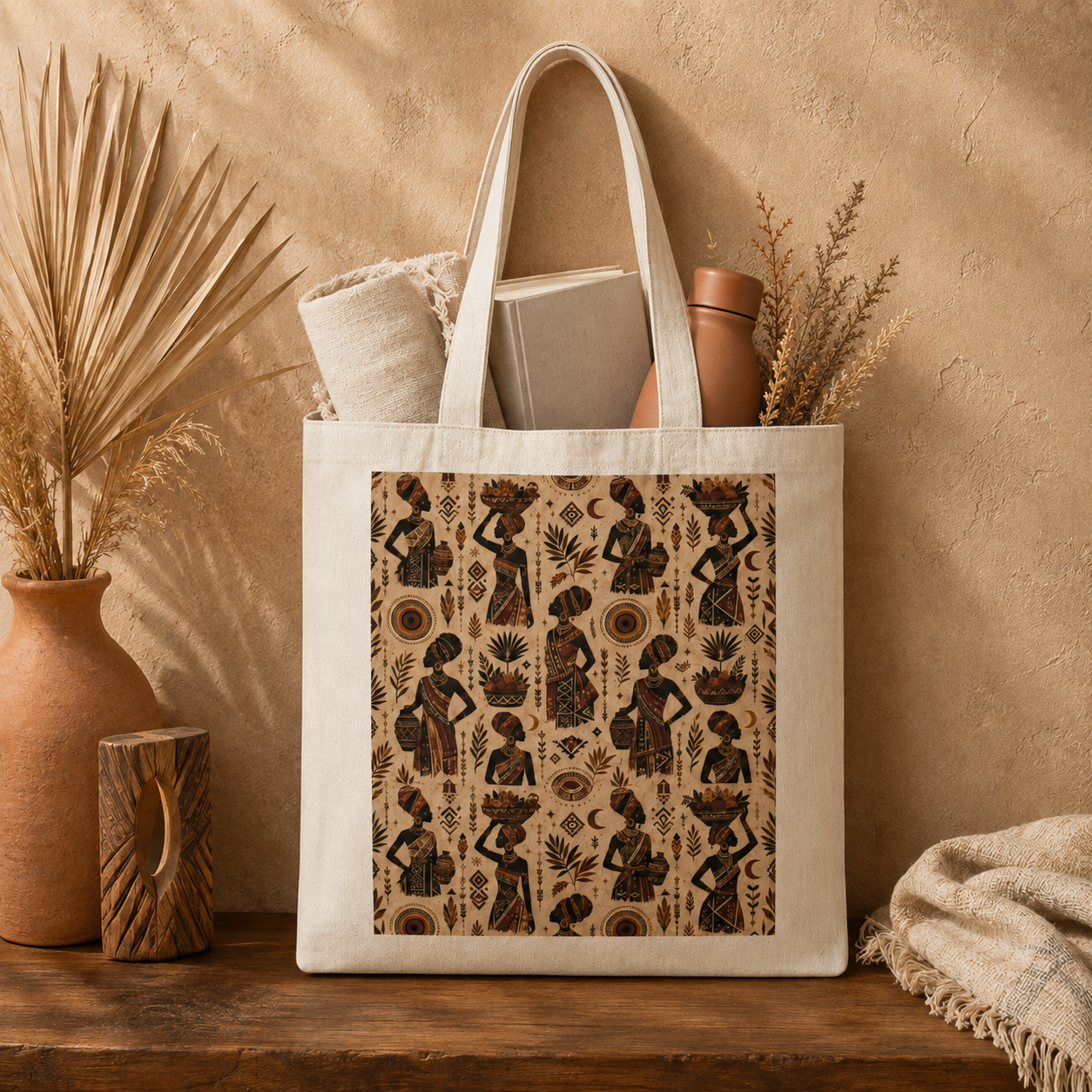 100% Cotton African Botanical Palm Tote Bag