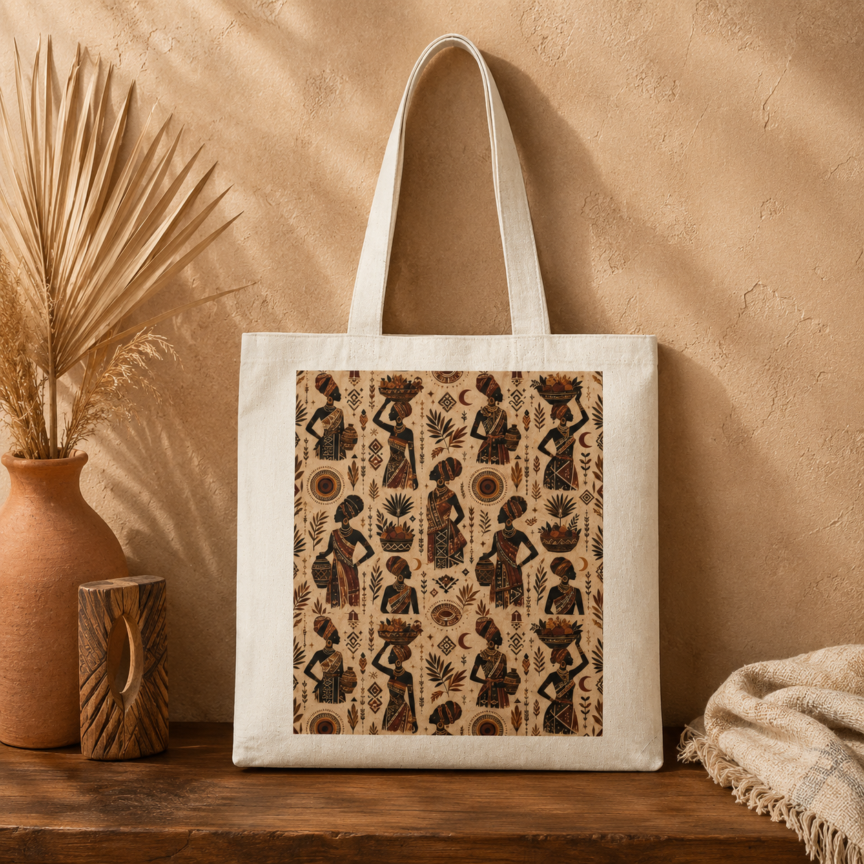 100% Cotton African Botanical Palm Tote Bag